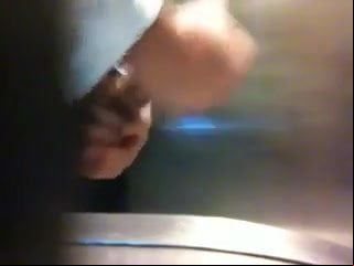 Men's room peep hole cum shot